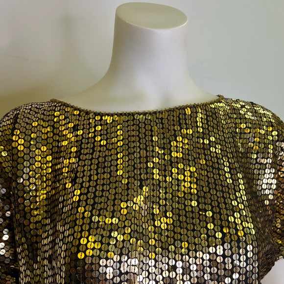 Vintage 1980s Gold Sequin T Shirt - Picture 6 of 7